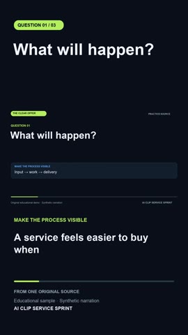 Captioned practice clip about what a service delivers