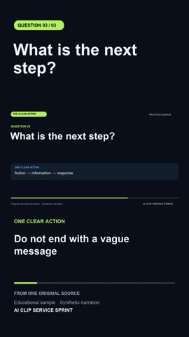 Captioned practice clip about the next step